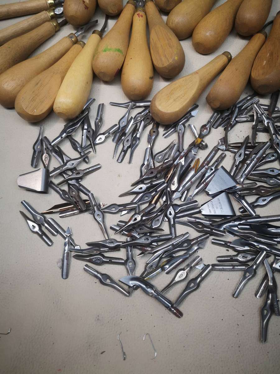 Massive Bundle of Vintage William Mitchell Lino Cutting Tools Made In England