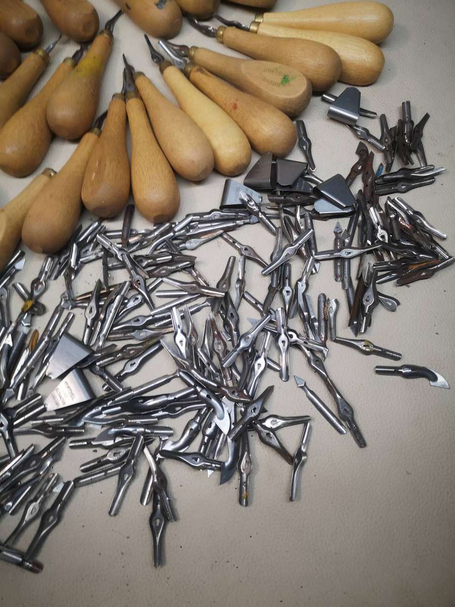 Massive Bundle of Vintage William Mitchell Lino Cutting Tools Made In England