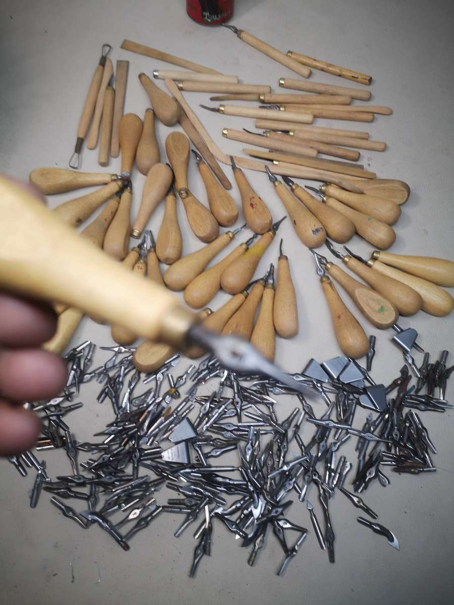 Massive Bundle of Vintage William Mitchell Lino Cutting Tools Made In England