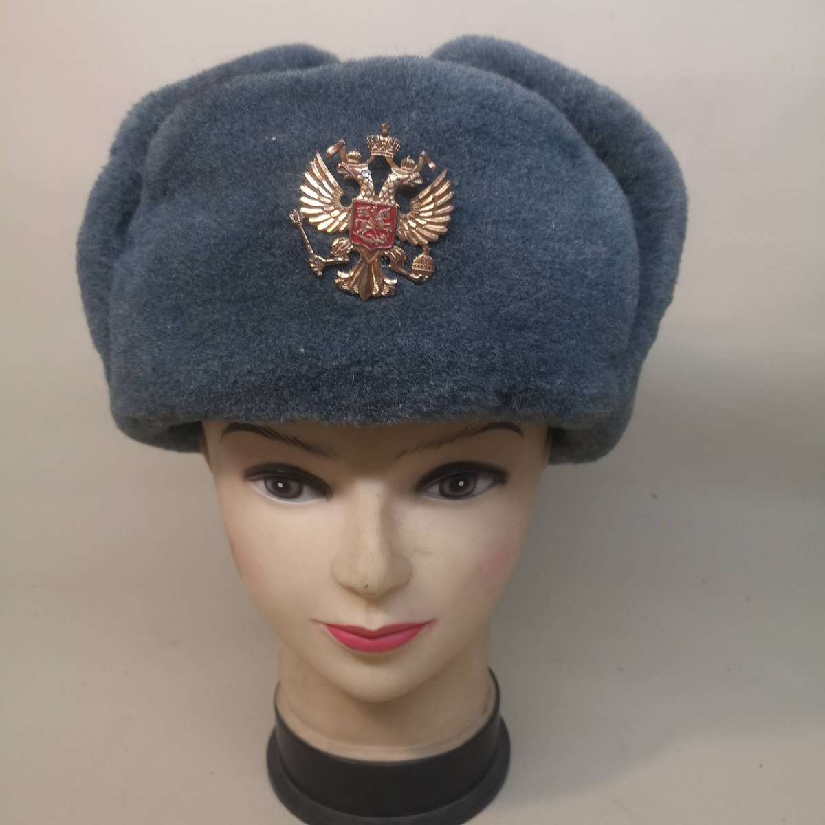 Russian Army KGB Cossack Military Hat Ushanka *GR/L* Imperial Eagle Chrest Badge