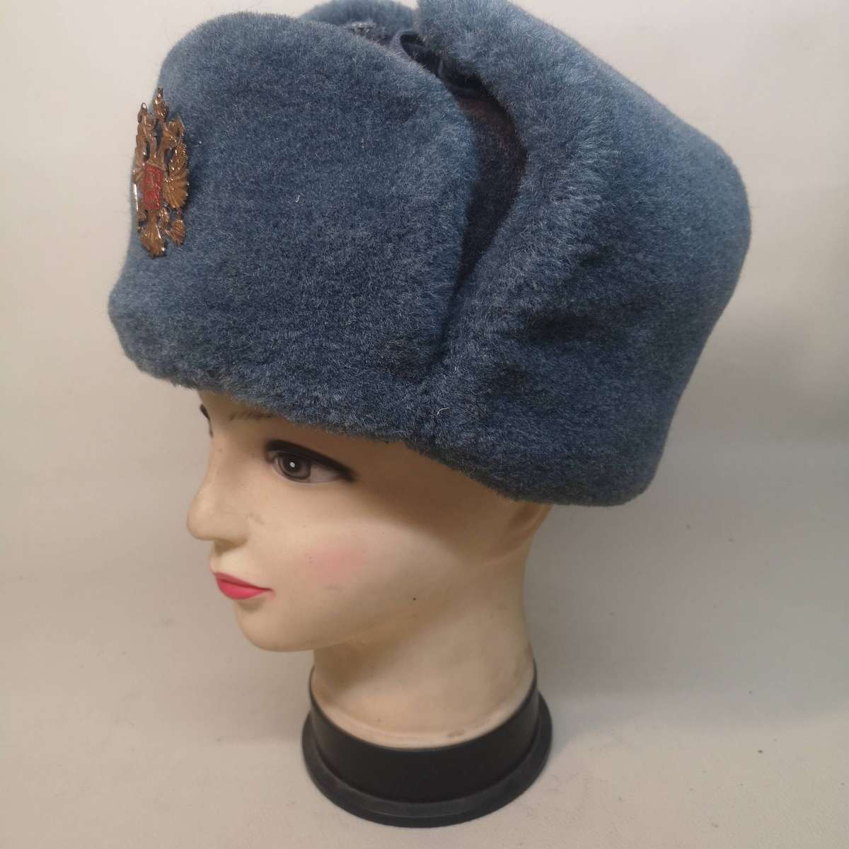 Russian Army KGB Cossack Military Hat Ushanka *GR/L* Imperial Eagle Chrest Badge
