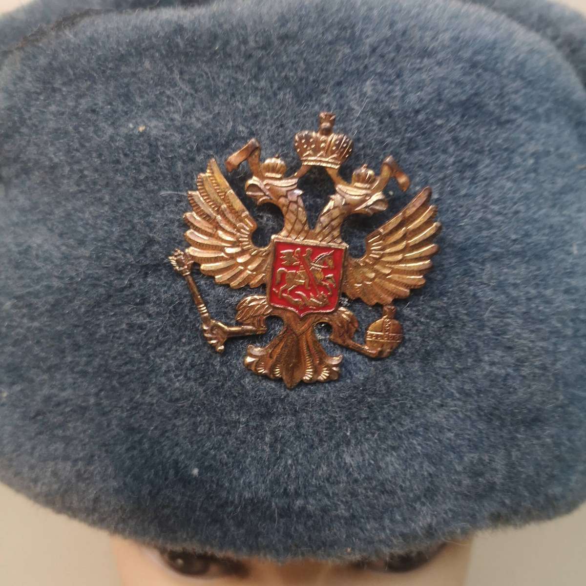 Russian Army KGB Cossack Military Hat Ushanka *GR/L* Imperial Eagle Chrest Badge
