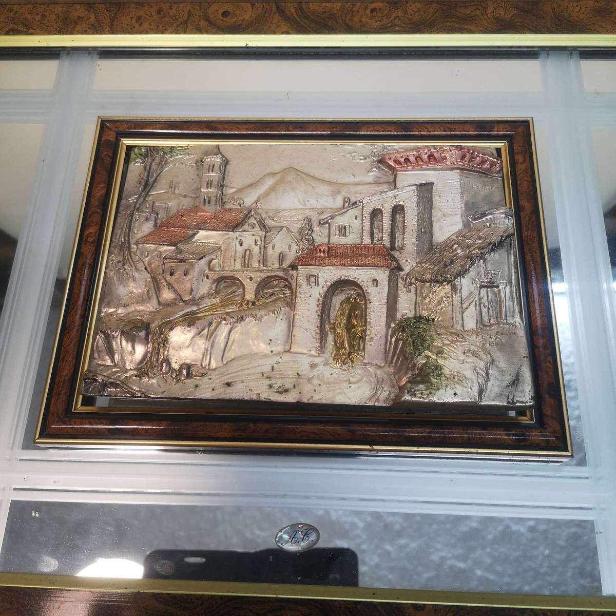 925 STERLING silver Italy creazioni artistiche mirror wall art Signed