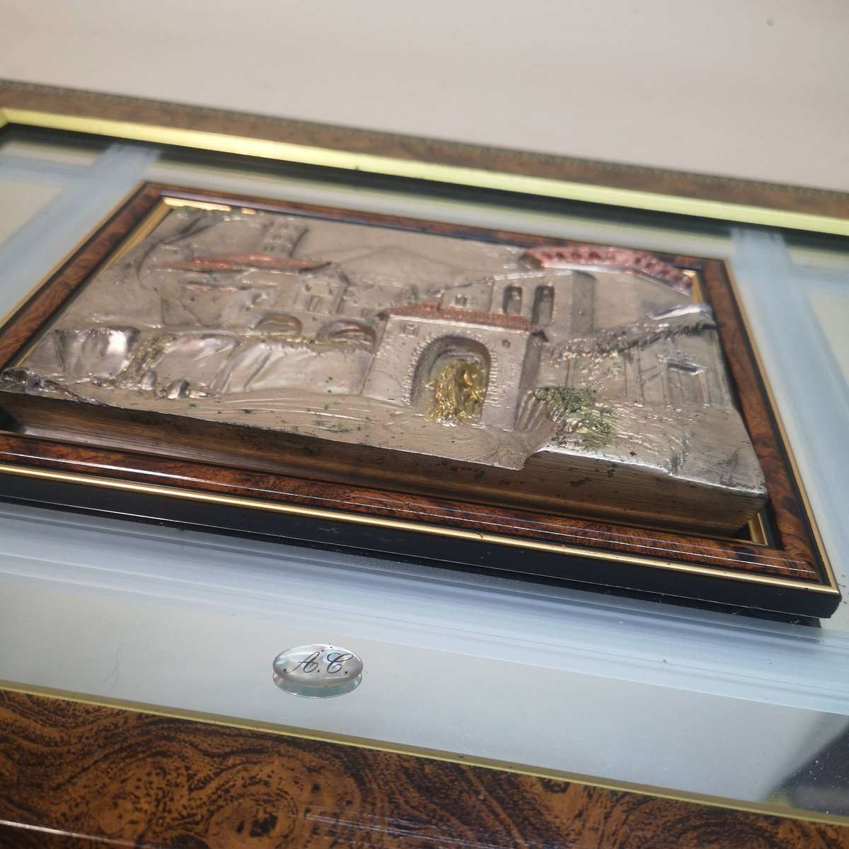 925 STERLING silver Italy creazioni artistiche mirror wall art Signed