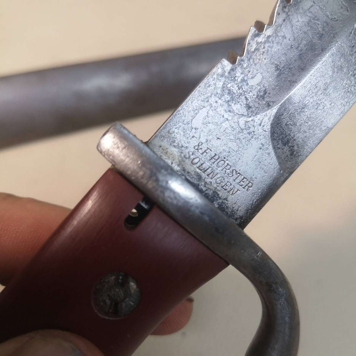 RARE - German KS98 Sawback Bayonet With Scabbard **Red Grips** Made by ERFURT**