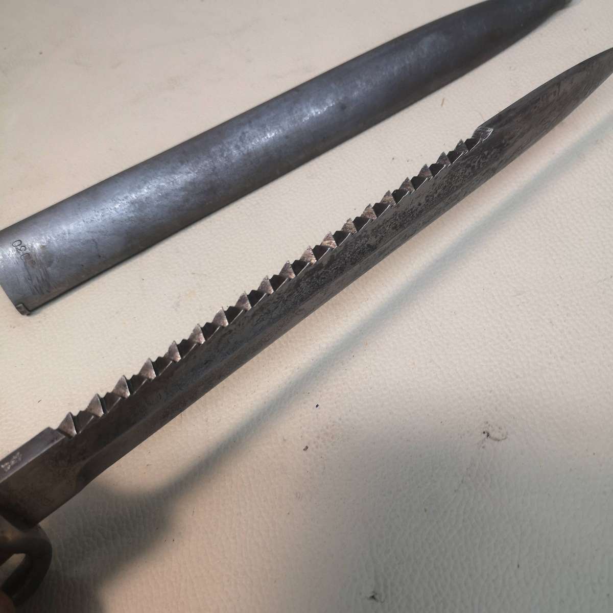 RARE - German KS98 Sawback Bayonet With Scabbard **Red Grips** Made by ERFURT**