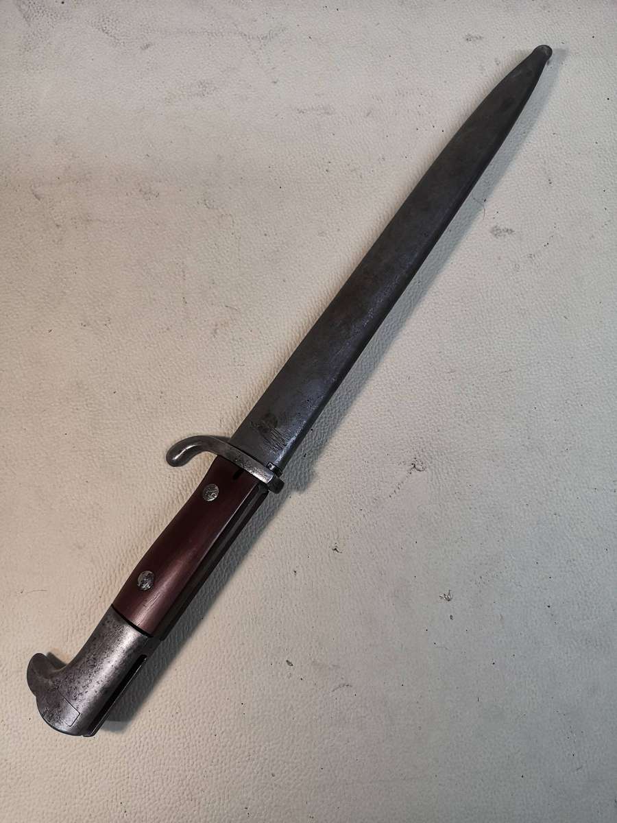 RARE - German KS98 Sawback Bayonet With Scabbard **Red Grips** Made by ERFURT**