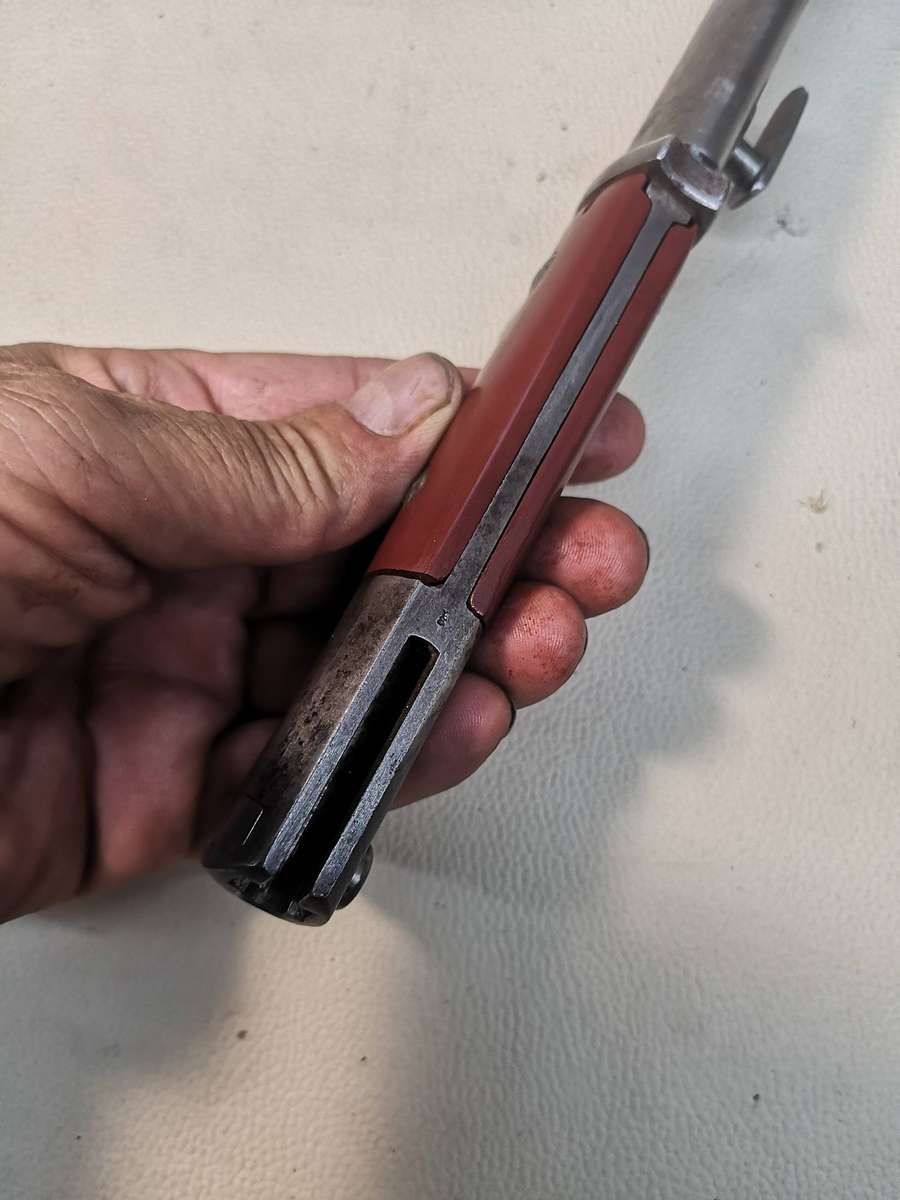 RARE - German KS98 Sawback Bayonet With Scabbard **Red Grips** Made by ERFURT**