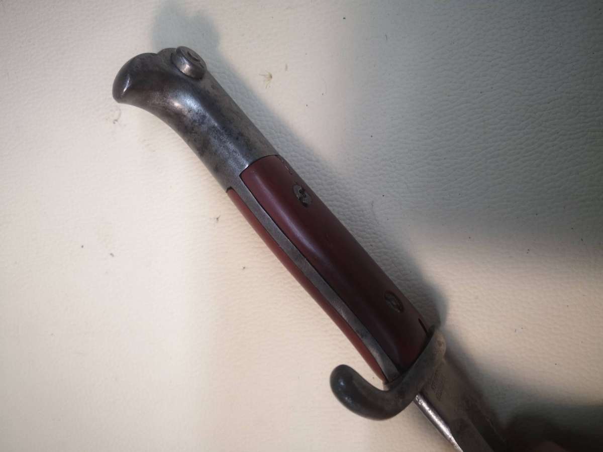 RARE - German KS98 Sawback Bayonet With Scabbard **Red Grips** Made by ERFURT**