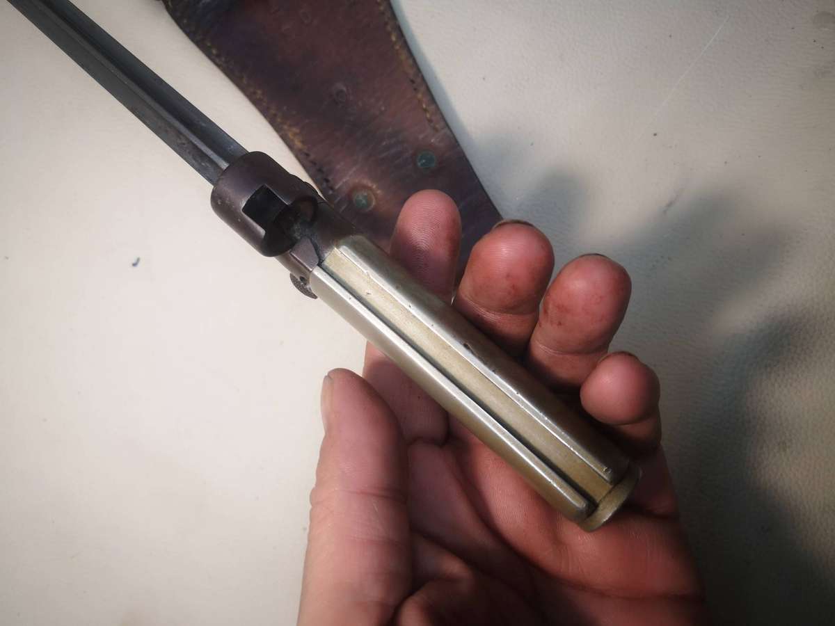 RARE ORIGINAL ANTIQUE M1886 FRENCH LEBEL "ROSALIE" BAYONET AND SCABBARD WITH FROG