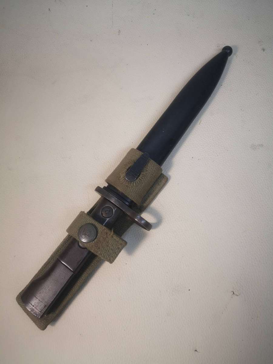S1 UZI BAYONET WITH METAL SCABBARD & WEBBING FROG