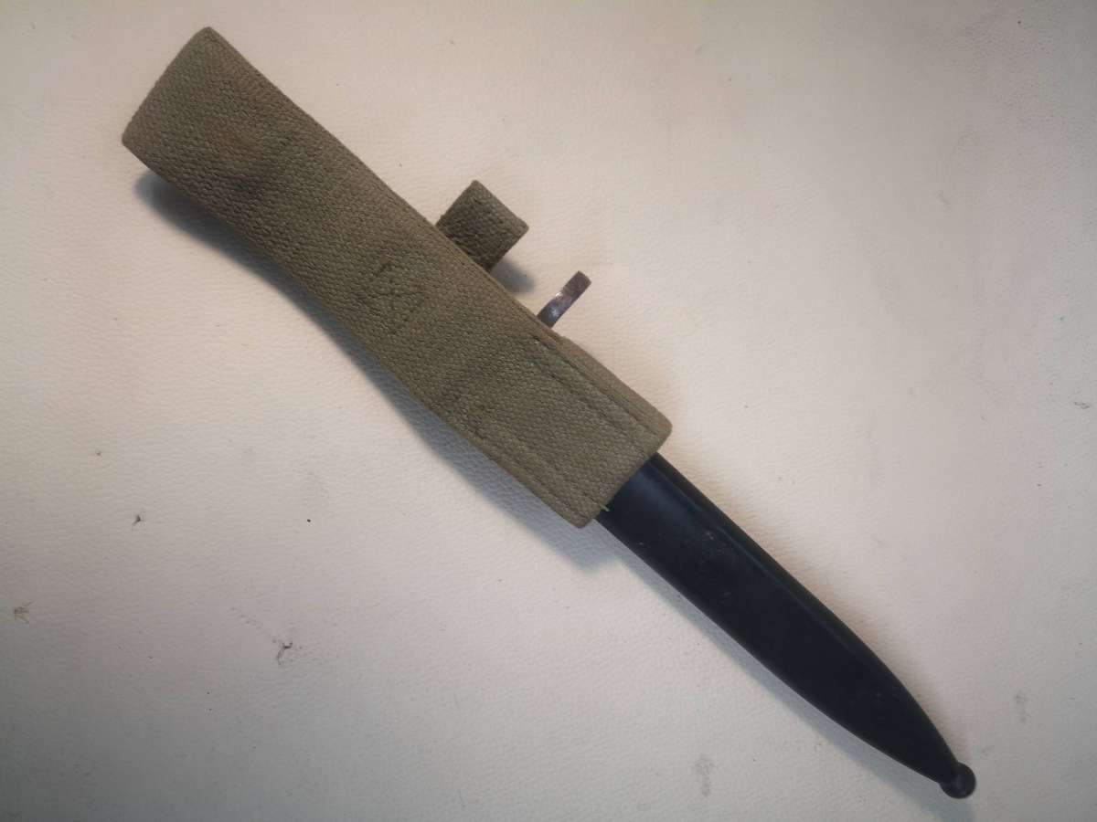 S1 UZI BAYONET WITH METAL SCABBARD & WEBBING FROG