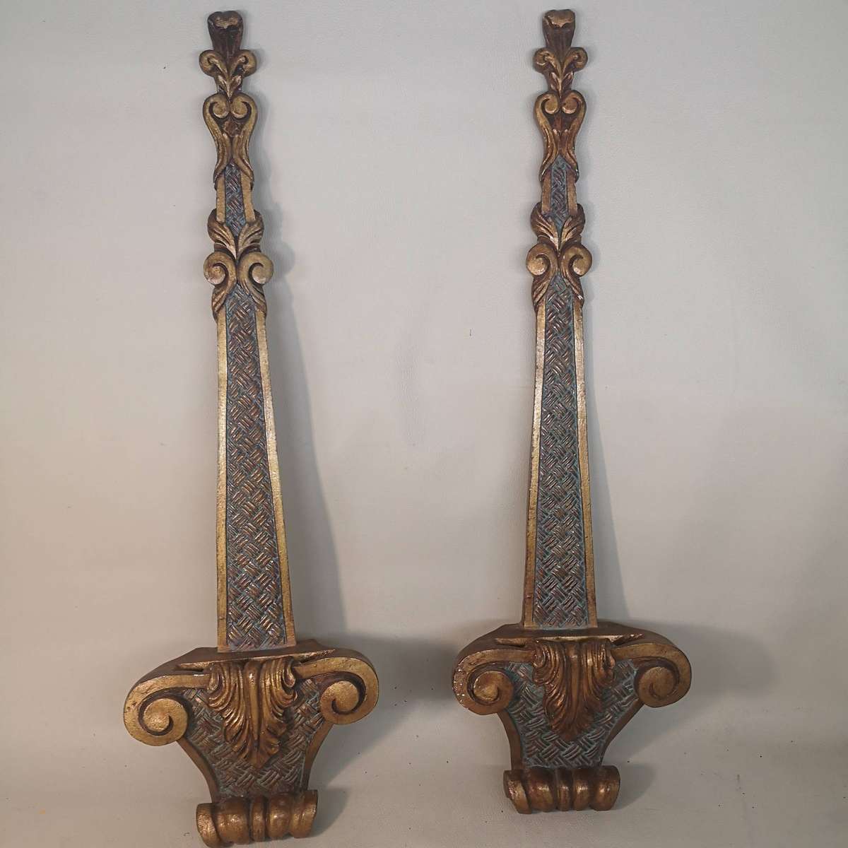 A 20th Century Pair of French Style Gilt Painted Wooden Plate Holders 630mm