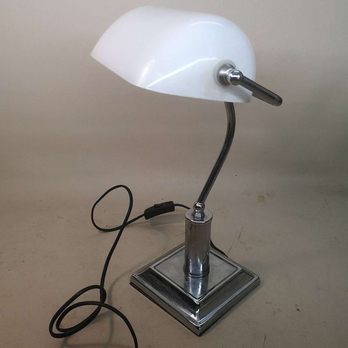 Art Nouveau Bankers Lamp White Silver 1 of 2