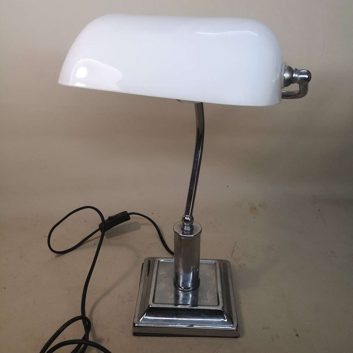 Art Nouveau Bankers Lamp White Silver 1 of 2