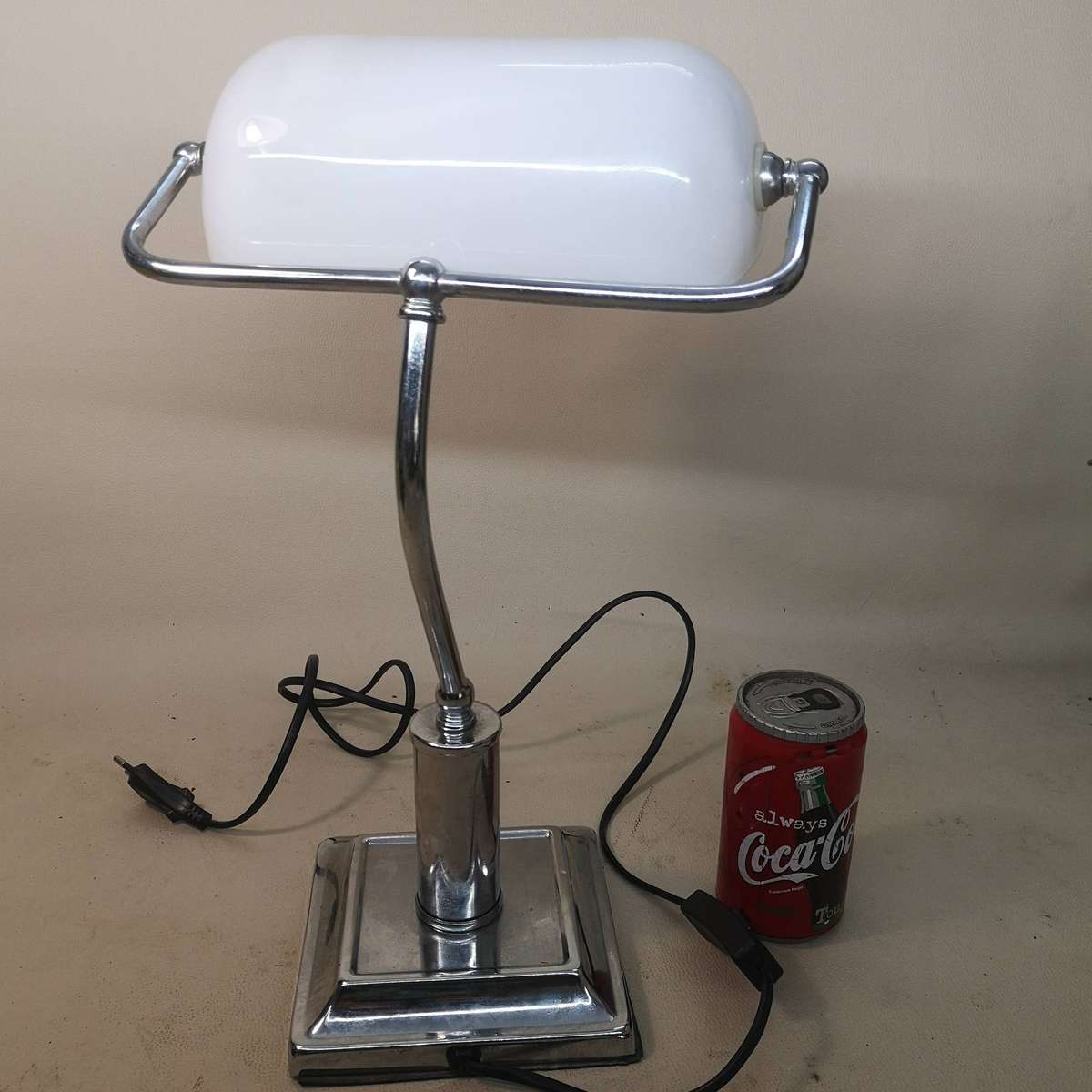 Art Nouveau Bankers Lamp White Silver 1 of 2