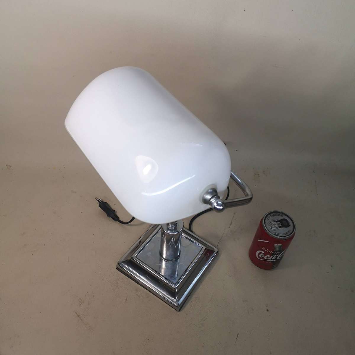 Art Nouveau Bankers Lamp White Silver 1 of 2