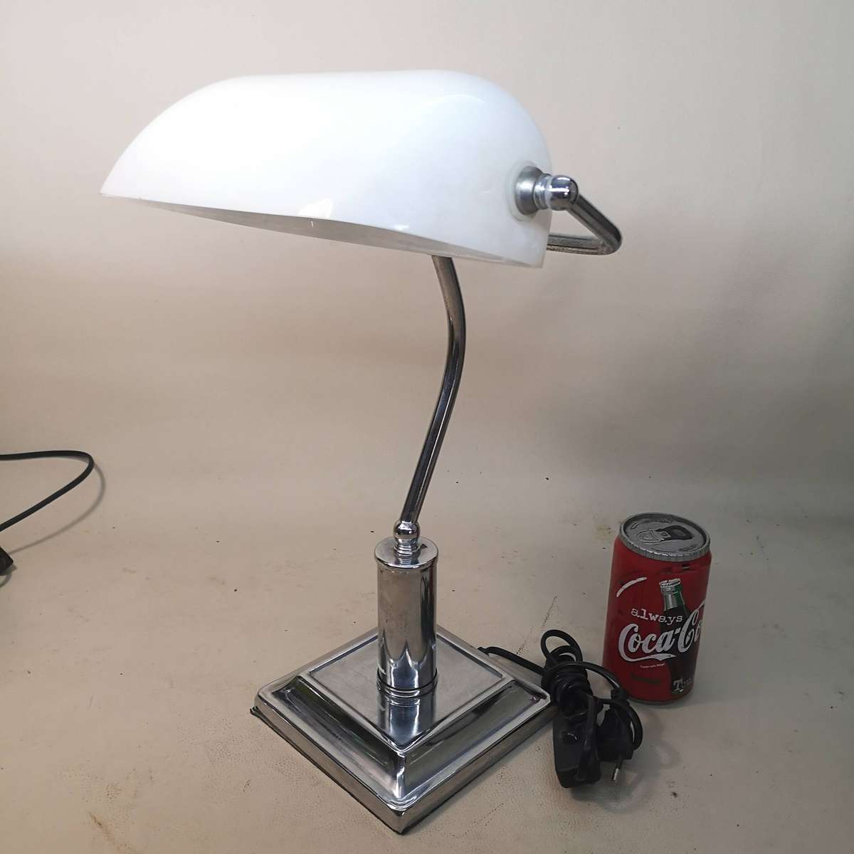 Art Nouveau Bankers Lamp White Silver 2 of 2