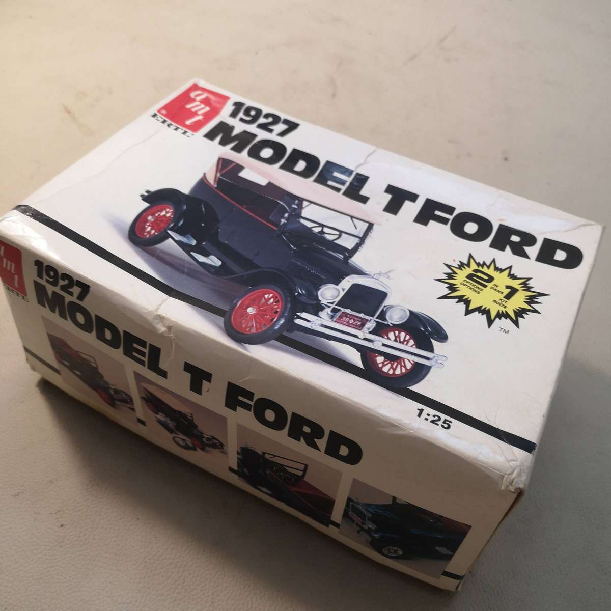 Vintage Model Kit #6582 AMT Ertl 1927 Model T Ford 2n'1 Kit - Like New Unbuild