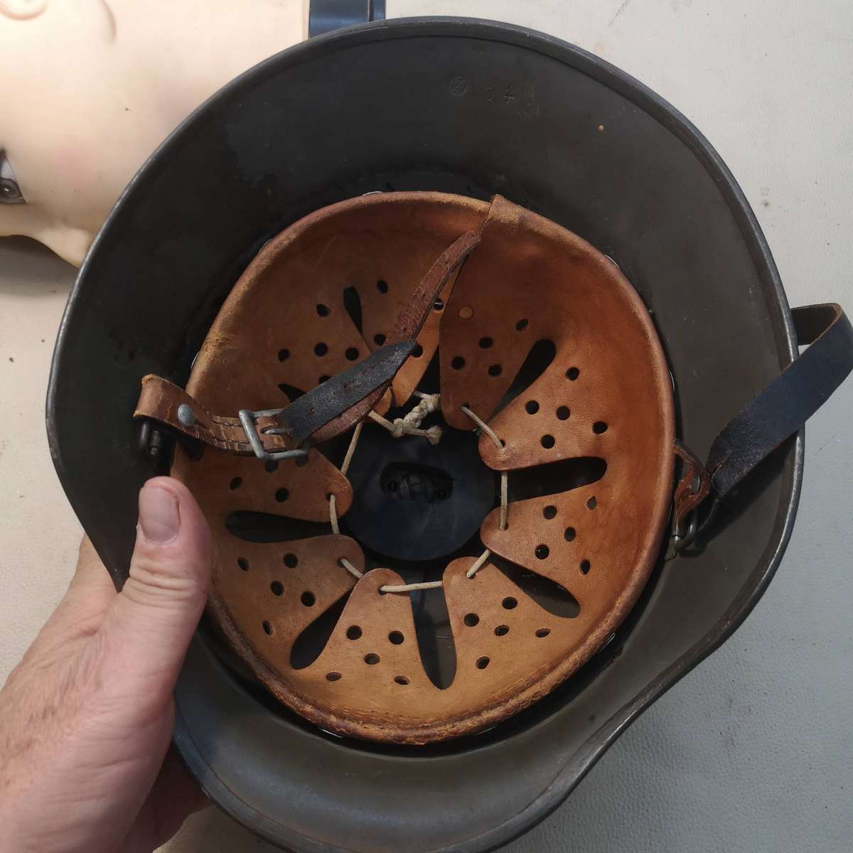 GERMAN M53 POLICE (BGS or Bundesgrenzschutz) STAHLHELM (STEEL HELMET) FROM THE 1950S SIMILAR TO WW2