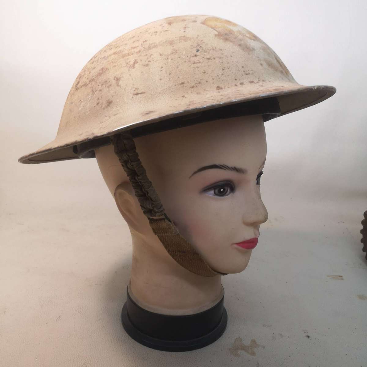 WWII British South African Brodie Helmet with Chin Strap and Liner