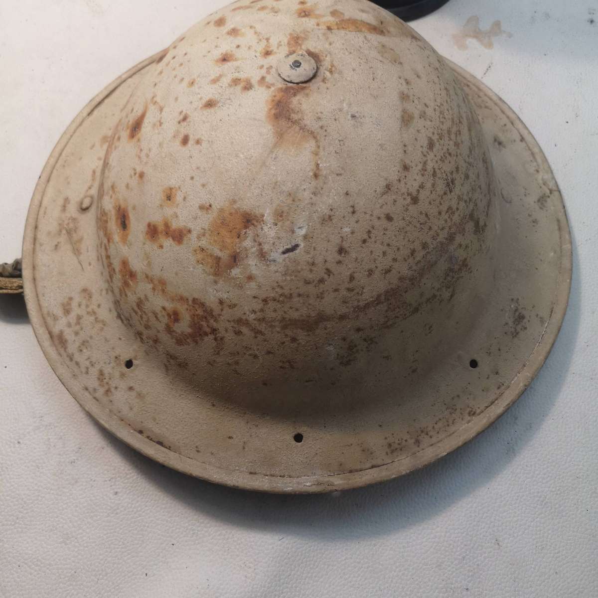 WWII British South African Brodie Helmet with Chin Strap and Liner