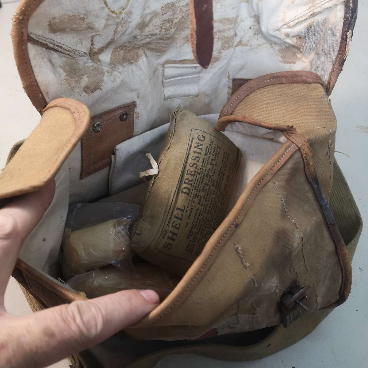 Rare Authentic Original WW2 British Army Medic dressing bag 1940 with Medical Contends