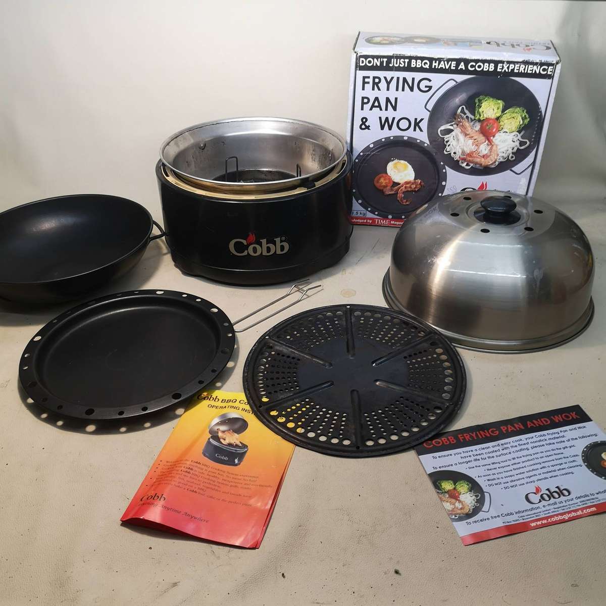 Cobb Portable Grill and a Frying Pan and Wok Set for the Grill