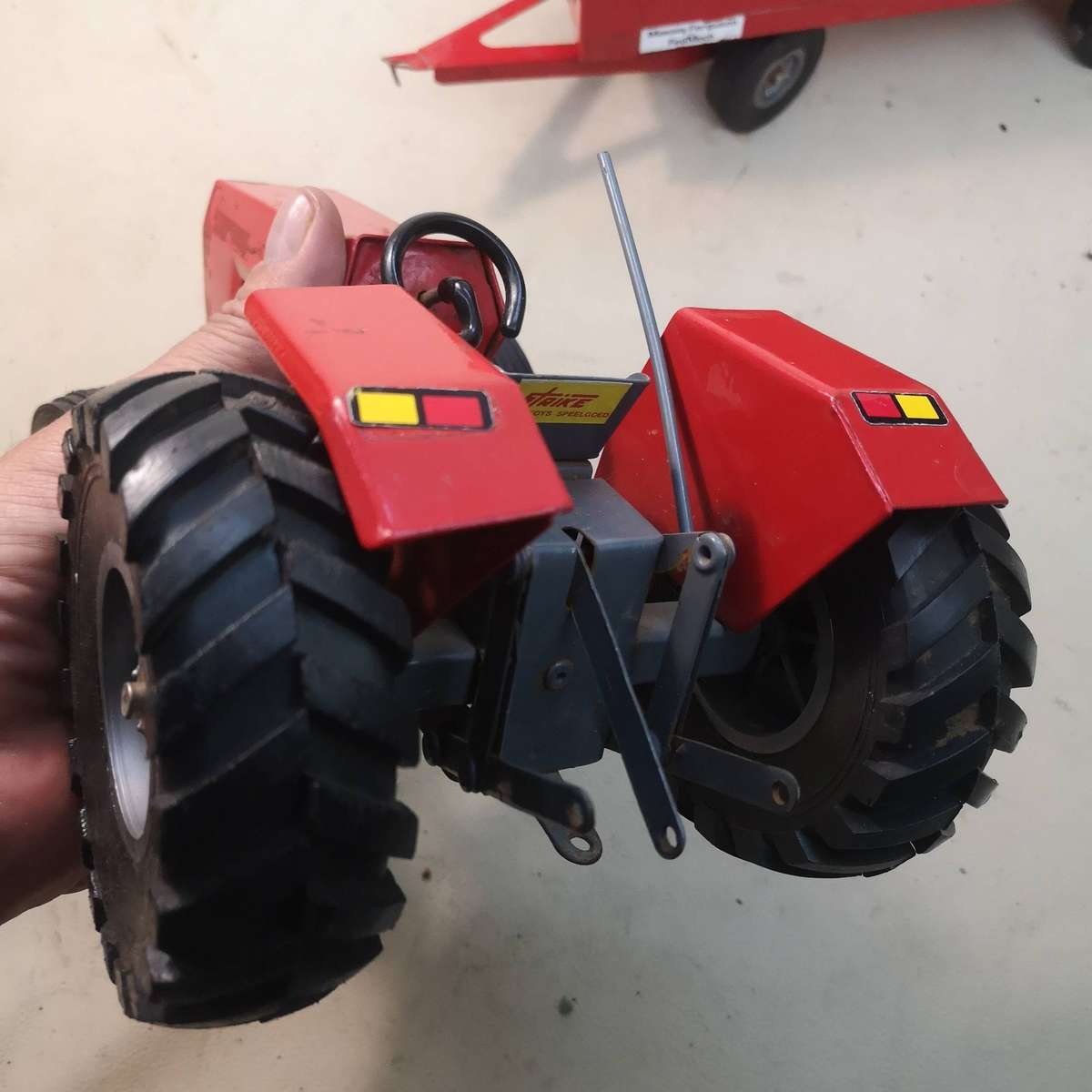 ORIGINAL STRIKE TOYS STEEL MODEL MASSEY FERGUSON 290 TRACTOR AND TRAILER - Sunning Condition
