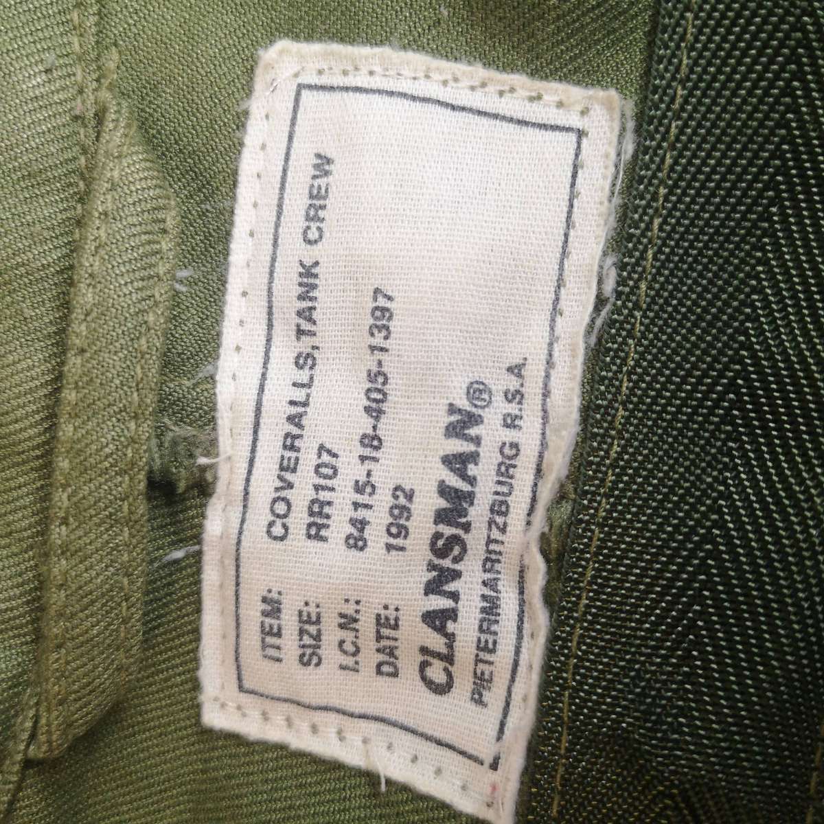Rare Post WW2 South African SADF Tank Crew Coveralls