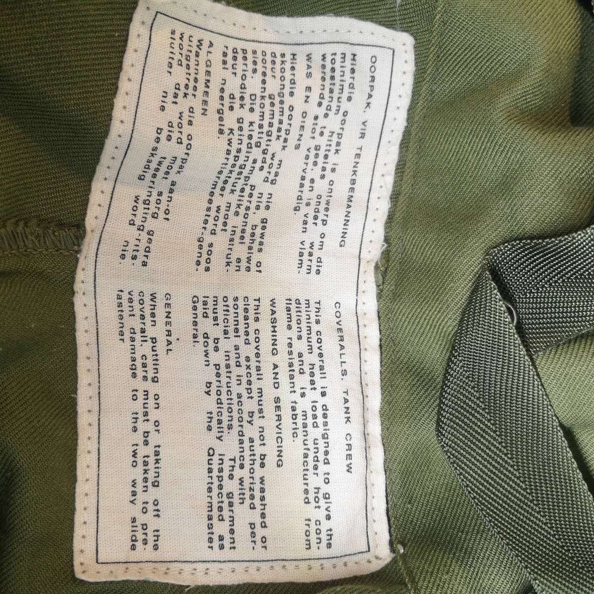 Rare Post WW2 South African SADF Tank Crew Coveralls