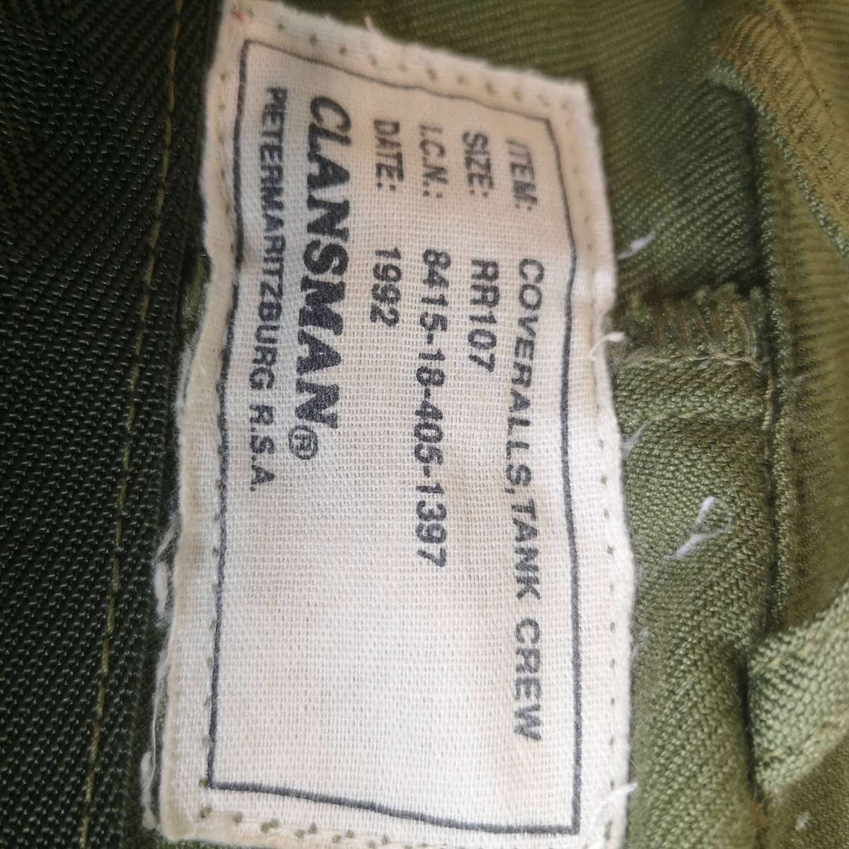 Rare Post WW2 South African SADF Tank Crew Coveralls