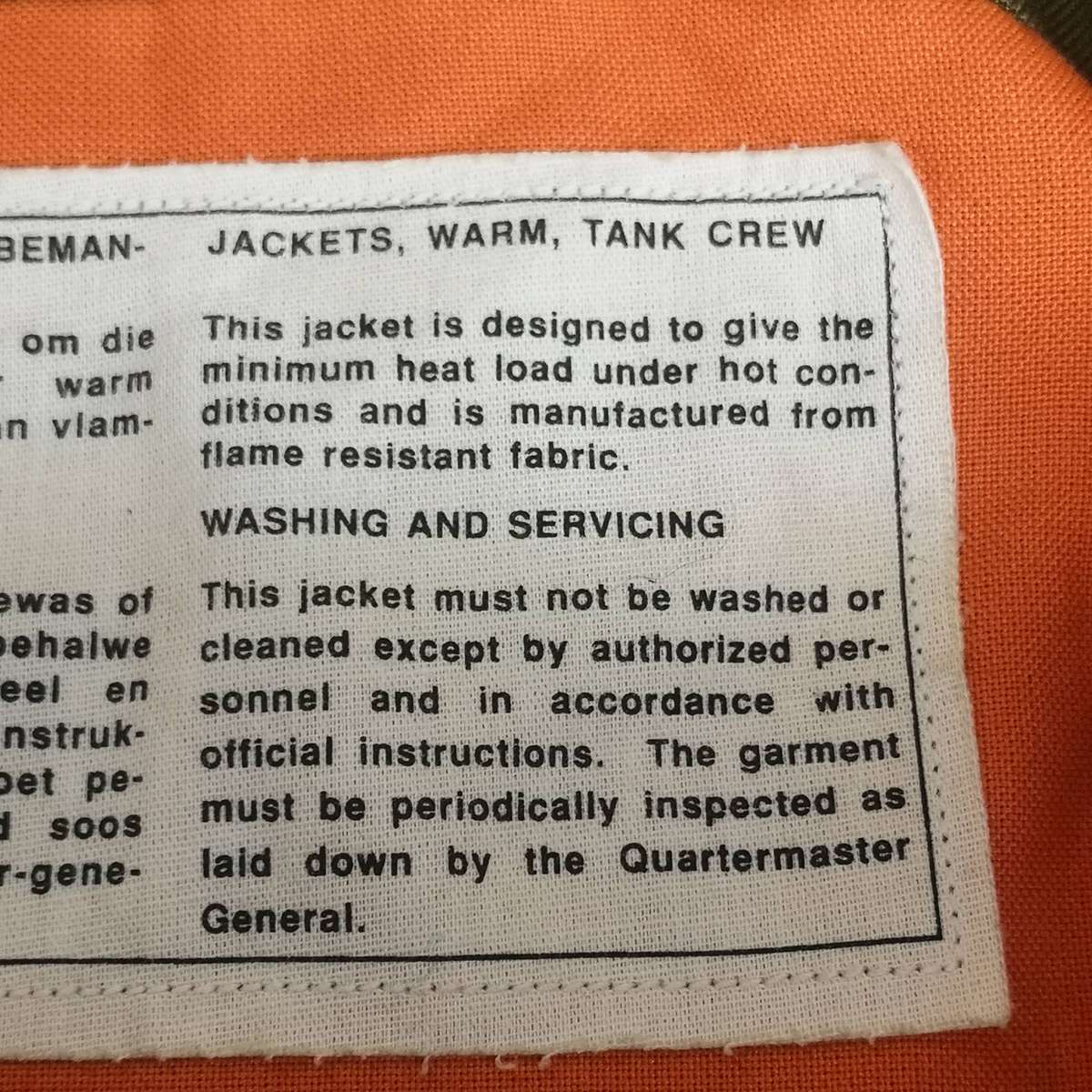 Rare Post WW2 South African SADF Tank Crew Warm Jacket