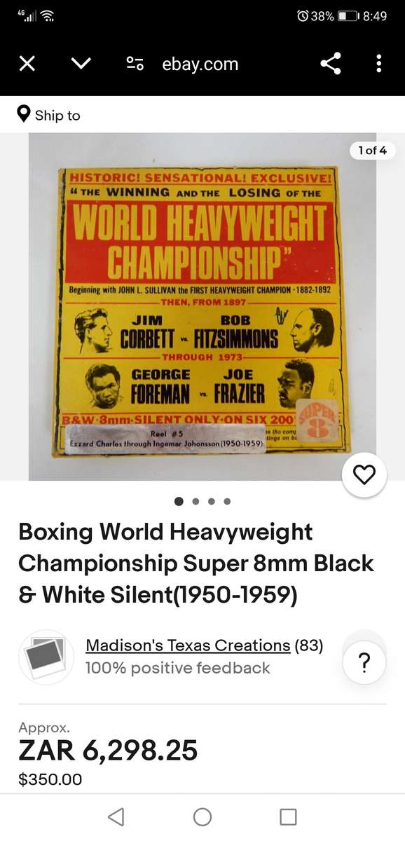 BW 8mm Ezzard Charles trough Ingemar Johansson (1950-1959) Boxing World Heavyweight Champ. Reel