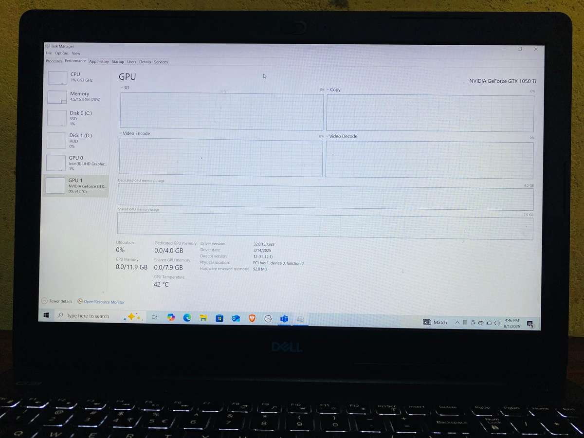 DELL G3 3579 ** i7-8750H @2.2ghz, GEFORCE GTX 1050Ti, 16GB RAM 256GB NVME +1TB HDD, Mint Condition