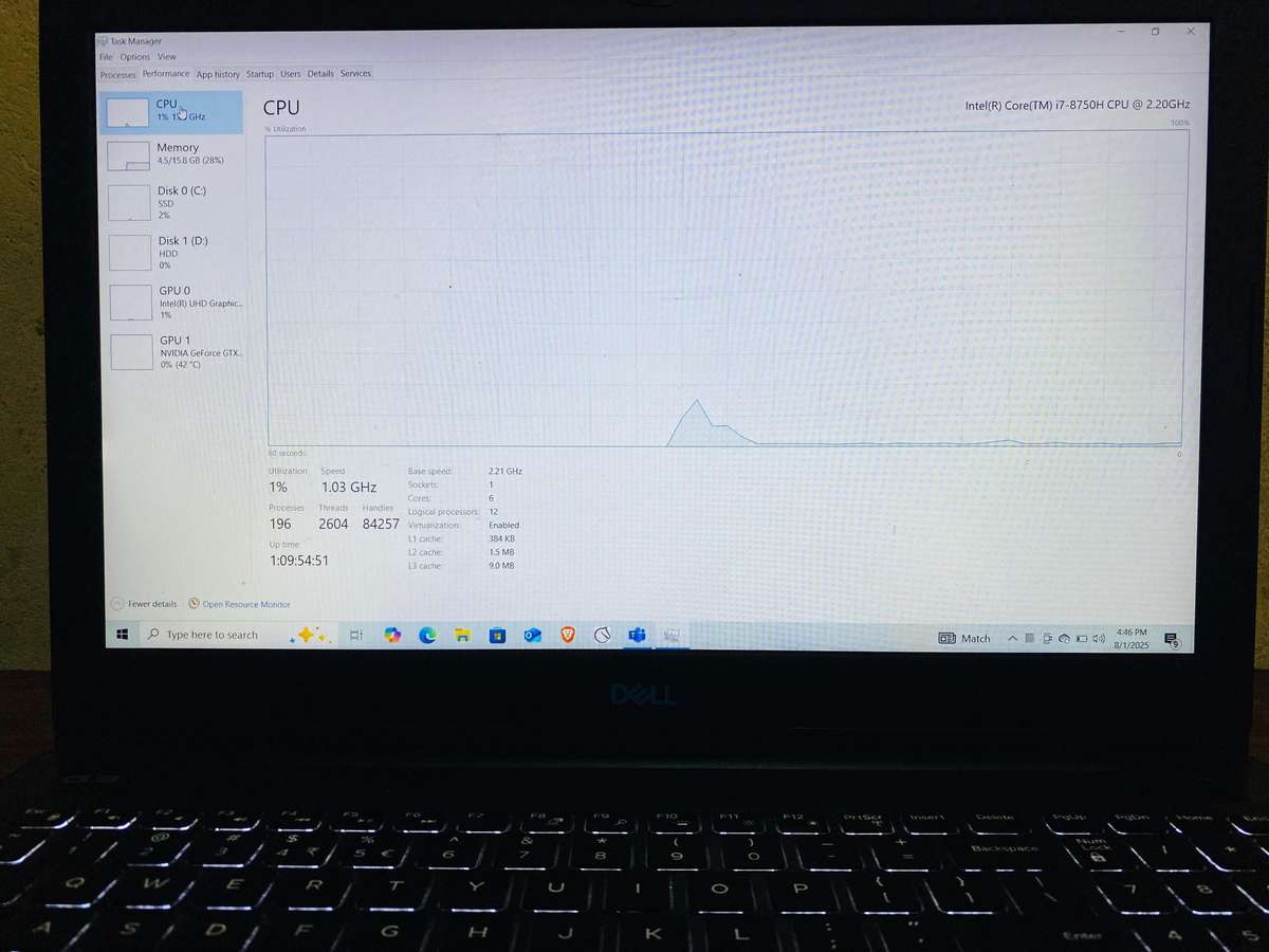 DELL G3 3579 ** i7-8750H @2.2ghz, GEFORCE GTX 1050Ti, 16GB RAM 256GB NVME +1TB HDD, Mint Condition