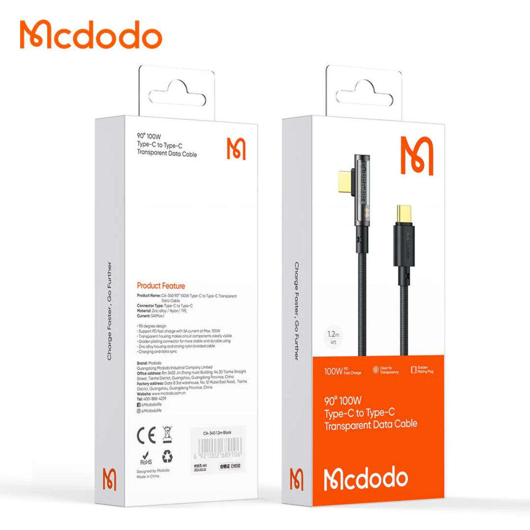 Mcdodo Transparent 90 Degree Charging Cable