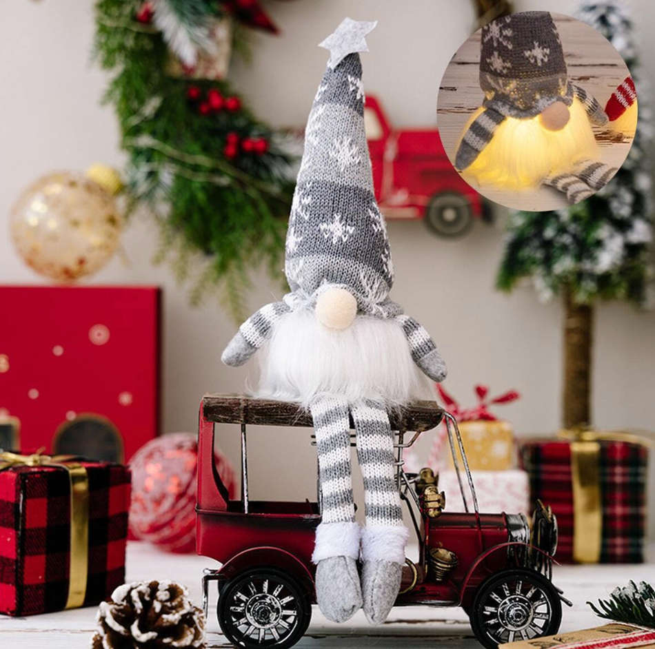 1pc Knitted Faceless Santa Claus With Long Legs, Christmas Decoration Ornament For Home