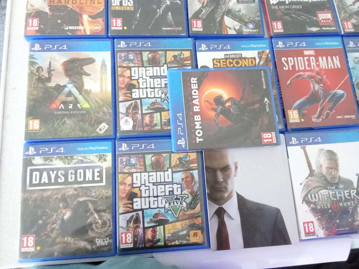 Faulty ps4 with 15 games and 2 controllers for sale.