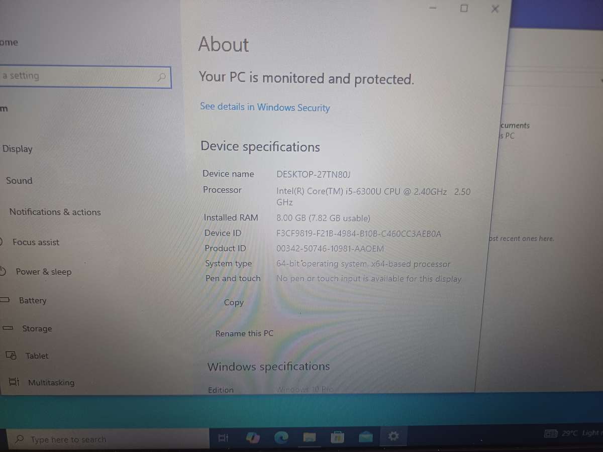 Dell Latitude E5470 with 8GB RAm and 256GB Nvme