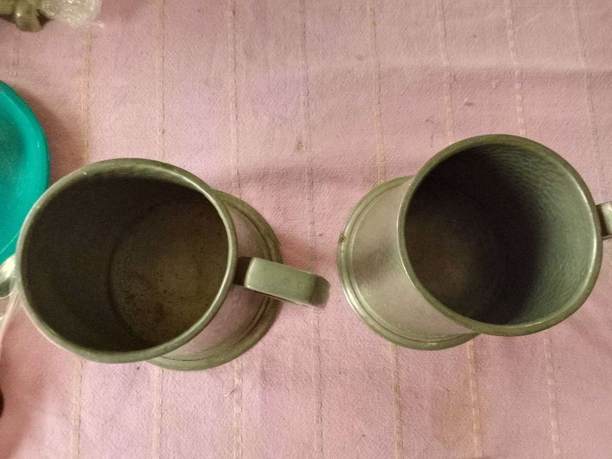 2 x pewter beer mugs