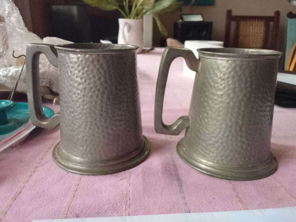 2 x pewter beer mugs