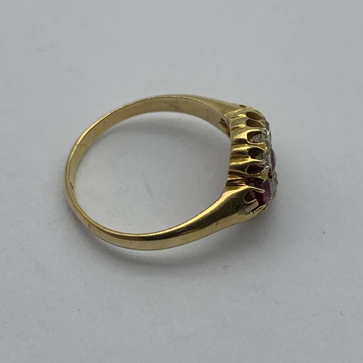 Antique 18ct Gold, Red Sapphire & Diamond Ring (1913)