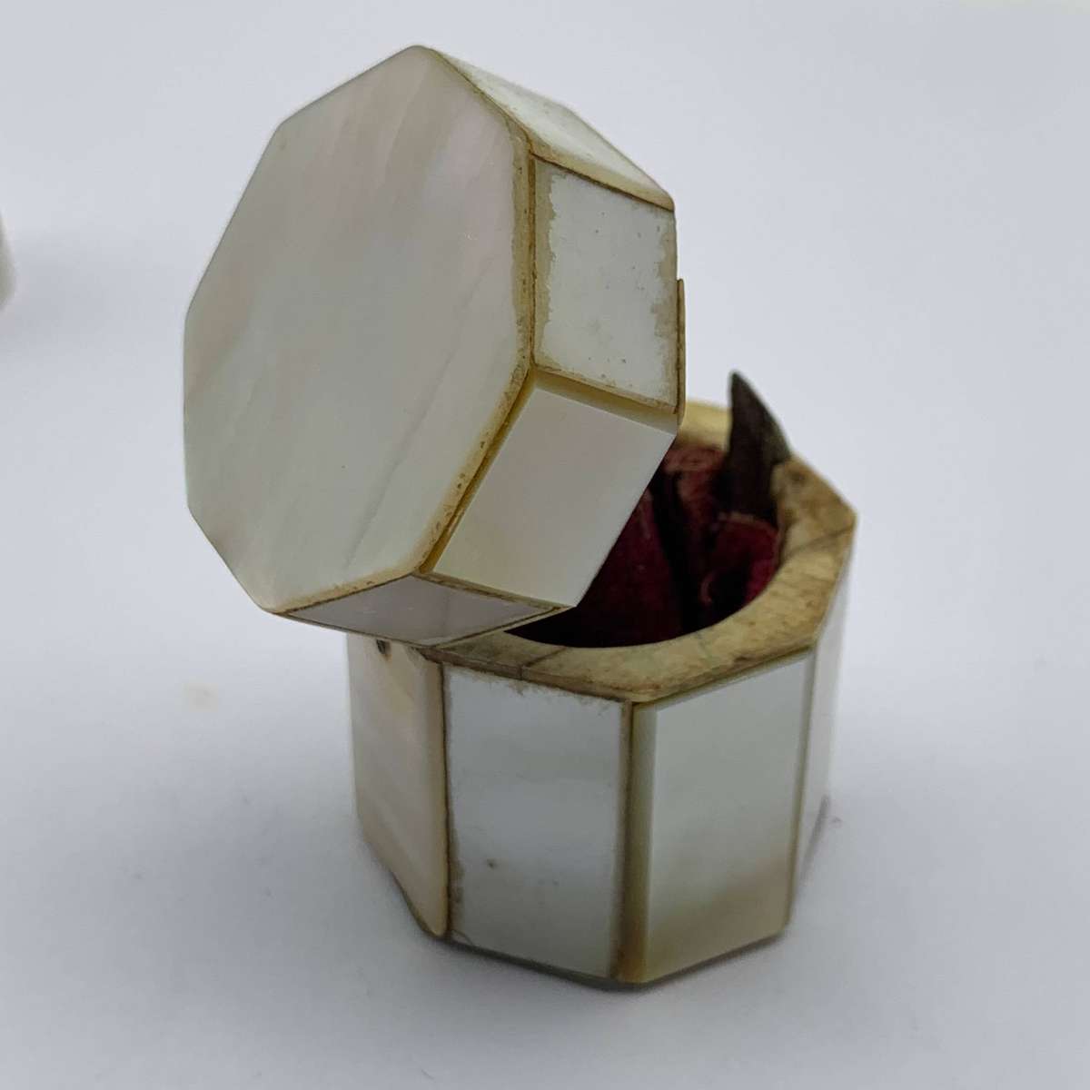 Antique M.O.P. Thimble Case & Thimble