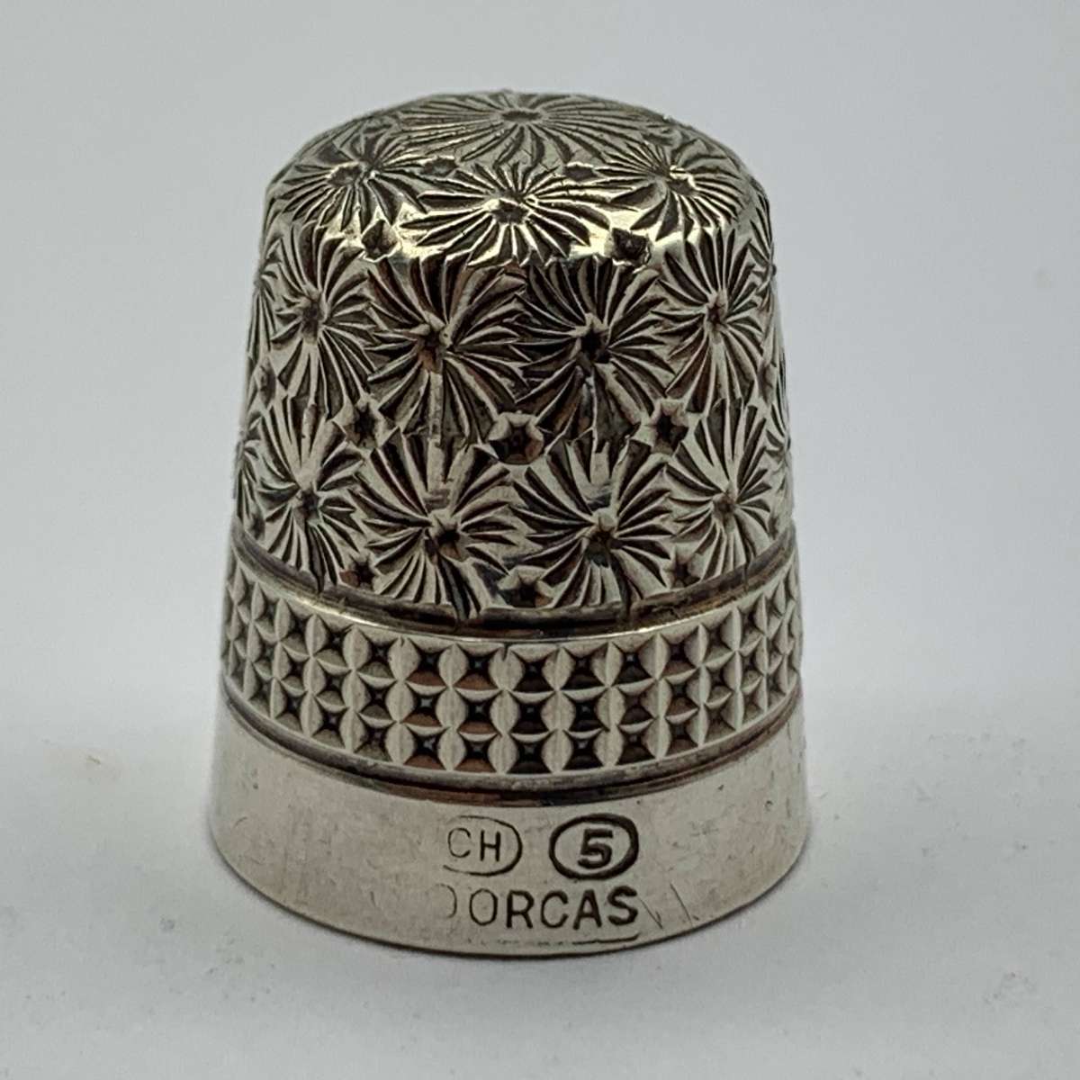Antique M.O.P. Thimble Case & Thimble