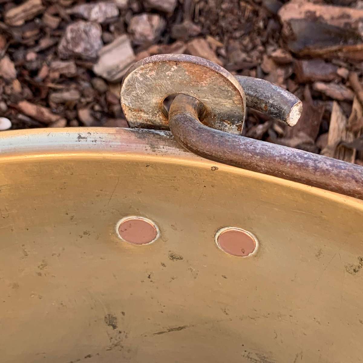 Large Antique Brass & Iron Jam Pot
