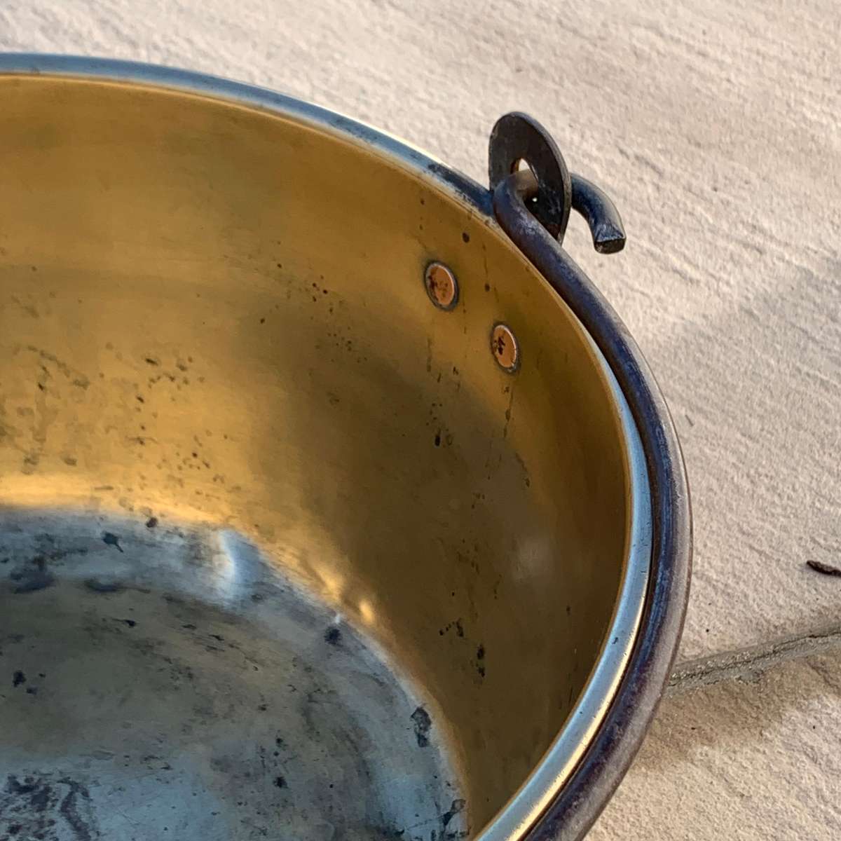 Large Antique Brass & Iron Jam Pot