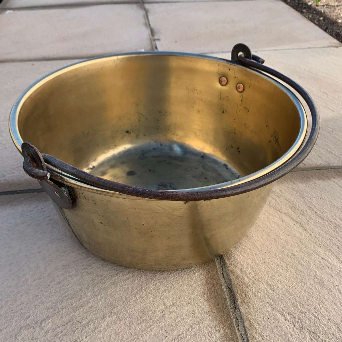 Large Antique Brass & Iron Jam Pot