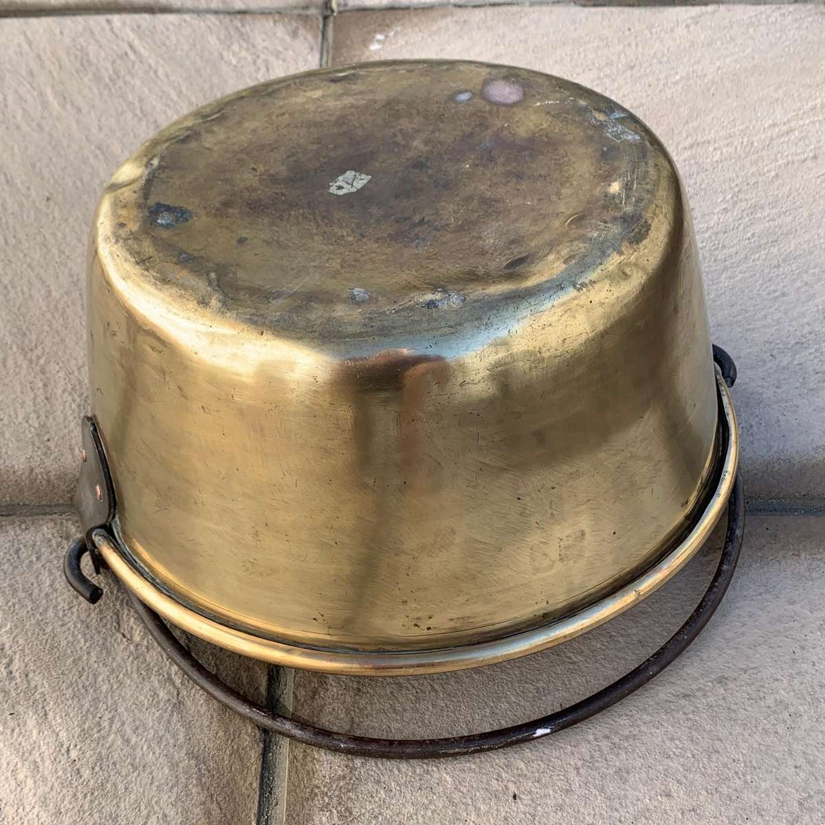 Large Antique Brass & Iron Jam Pot