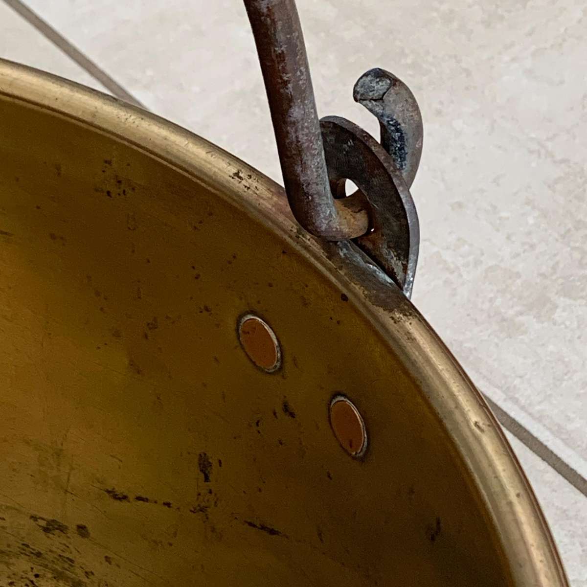 Large Antique Brass & Iron Jam Pot